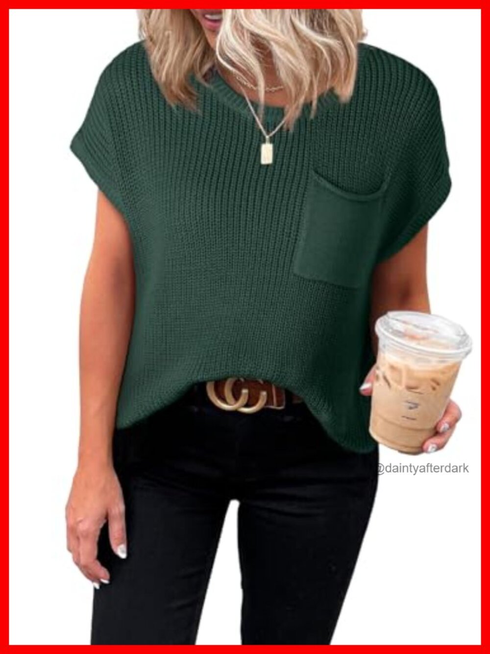 Women's Short Sleeve Knit Tunic Top Loose Fit Casual Sweater